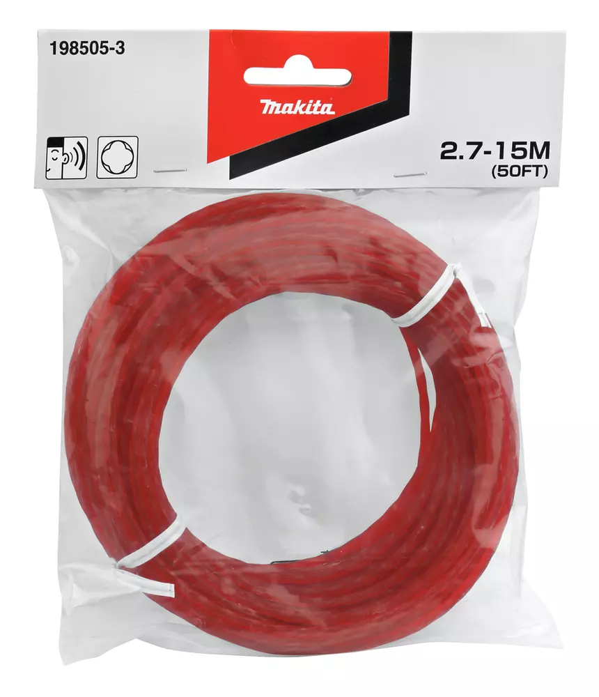 Hilo de nylon tIpo trebol de cuatro hojas 2,7 mm x 15 m, rojo MAKITA 198505-3