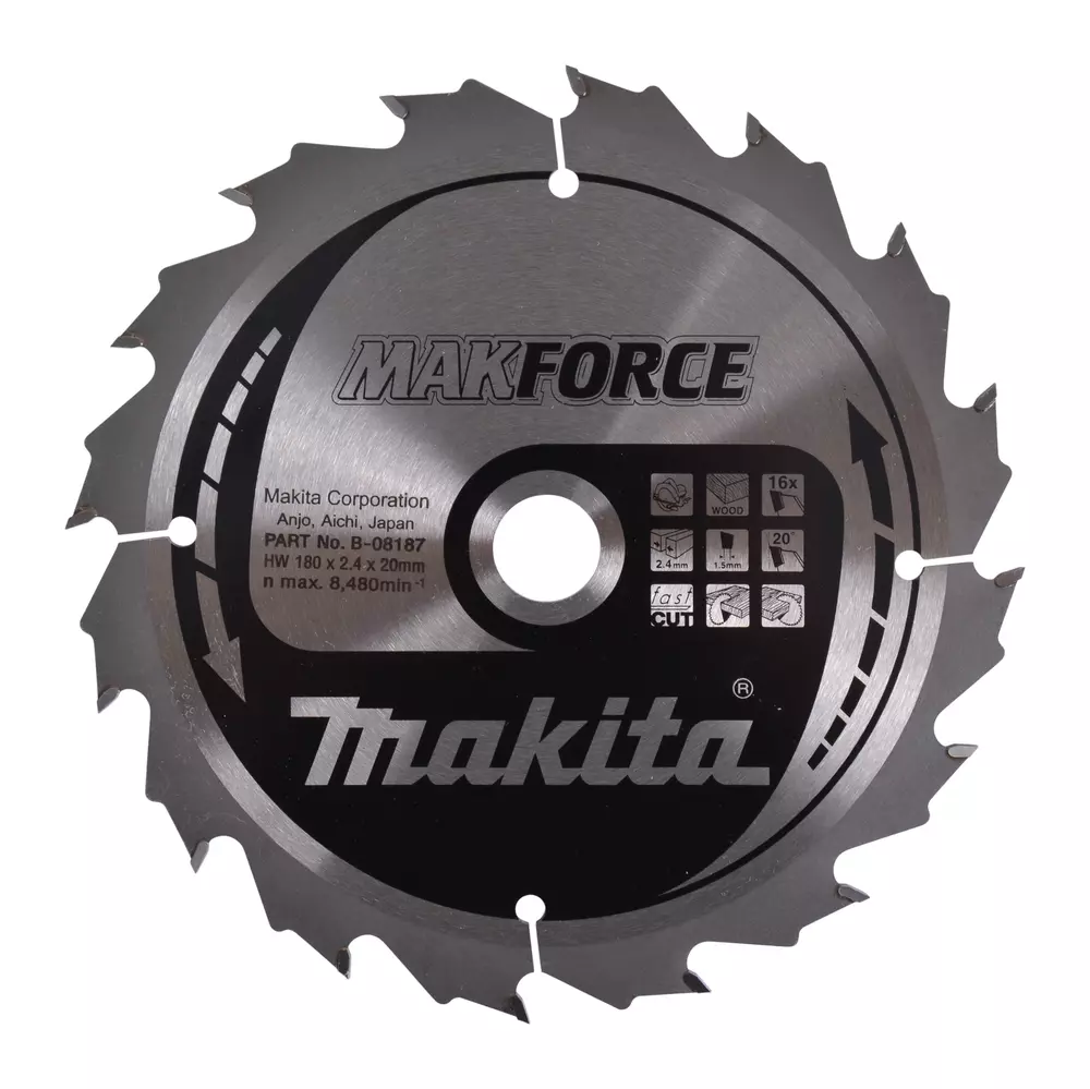 Disco sierra circular , Makparace T.C.T, 180 x 20 mm, 16 D MAKITA B-08187