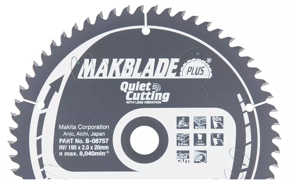 Disco sierra circular , Makblade+ T.C.T, 190 x 20 mm, 60 D MAKITA B-08757