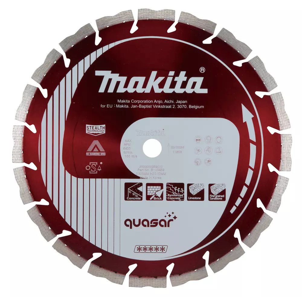 Disco diamantado 300 mm, Quasar Stealth, 3DDG, seco y h&uacute;medo MAKITA B-13459
