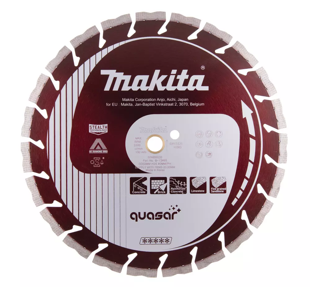 Disco de diamante 350 mm, Quasar Stealth, 3DDG, Seco y H&uacute;medo MAKITA B-13465