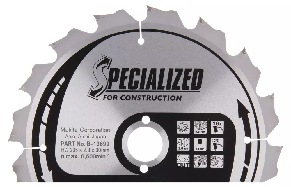 B-13699 Disco sierra circular , Specialized T.C.T, 235 x 30 mm, 16 D