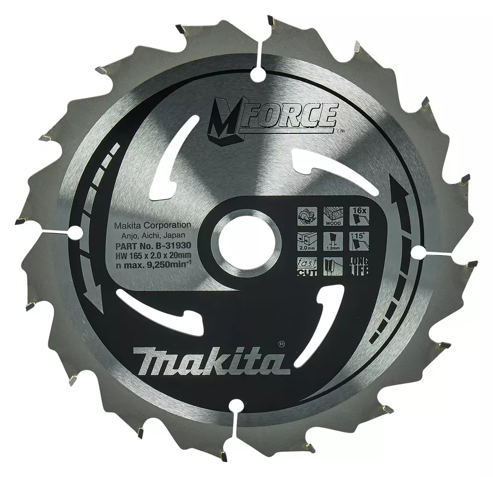 Disco sierra circular , M-parace T.C.T, 165 x 20 mm, 16 D MAKITA B-31930