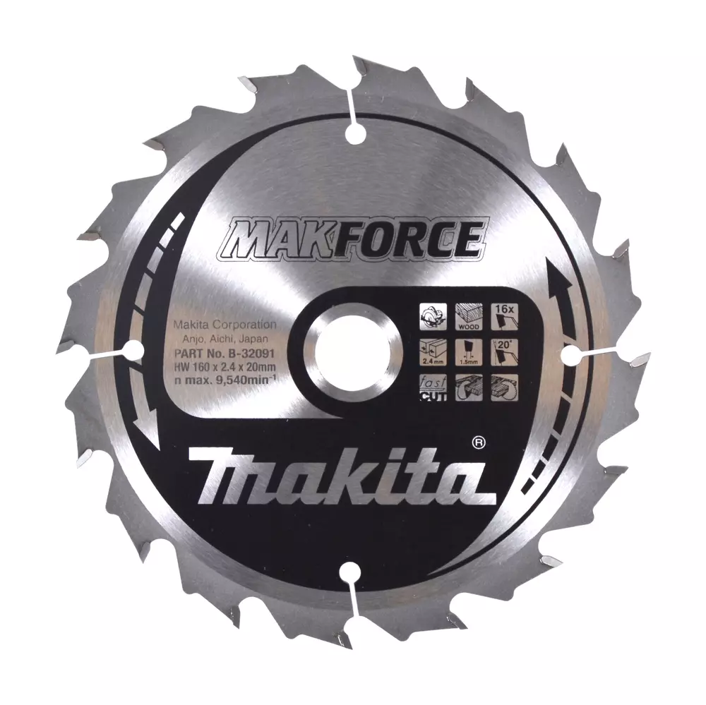 Disco sierra circular , Makparace T.C.T, 160 x 20 mm, 16 D MAKITA B-32091