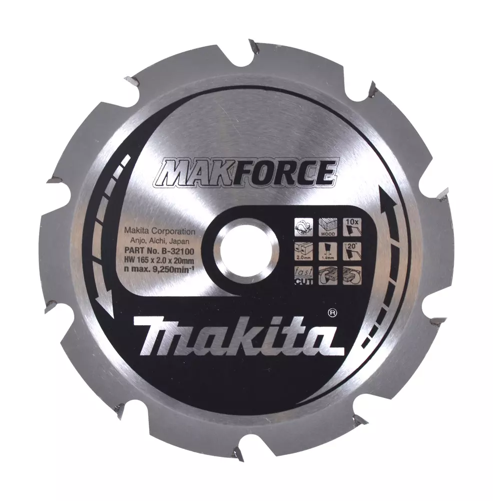 Disco sierra circular , Makparace T.C.T, 165 x 20 mm, 10 D MAKITA B-32100