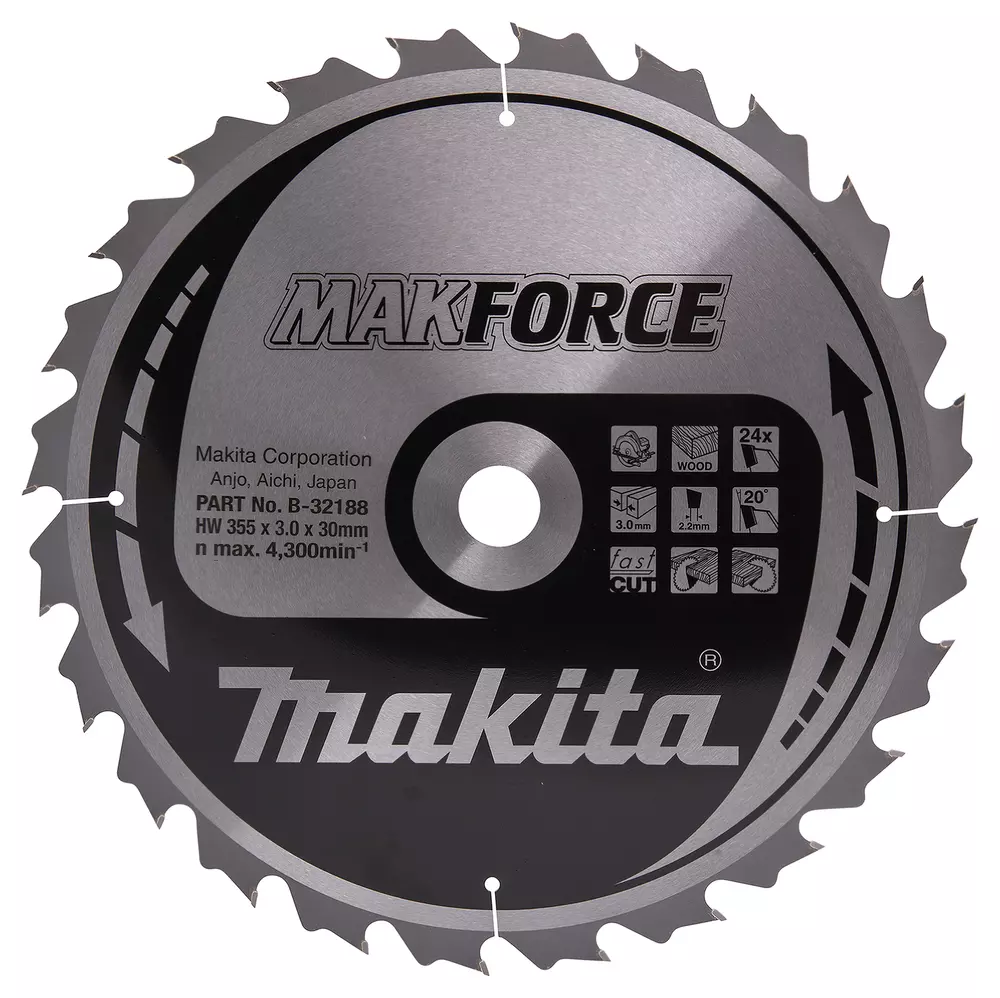 Disco sierra circular , Makparace T.C.T, 355 x 30 mm, 24 D MAKITA B-32188
