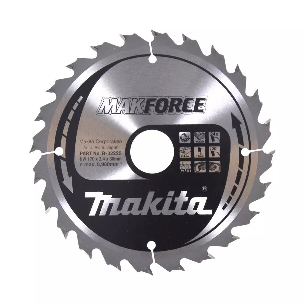 Disco sierra circular , Makparace T.C.T, 170 x 30 mm, 24 D MAKITA B-32225