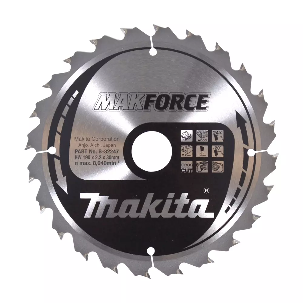 Disco sierra circular , Makparace T.C.T, 190 x 30 mm, 24 D MAKITA B-32247