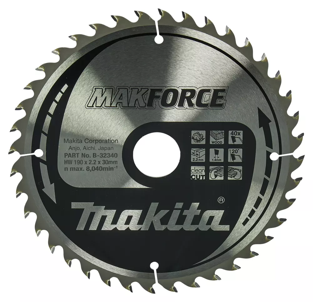 Disco sierra circular , Makparace T.C.T, 190 x 30 mm, 40 D MAKITA B-32340