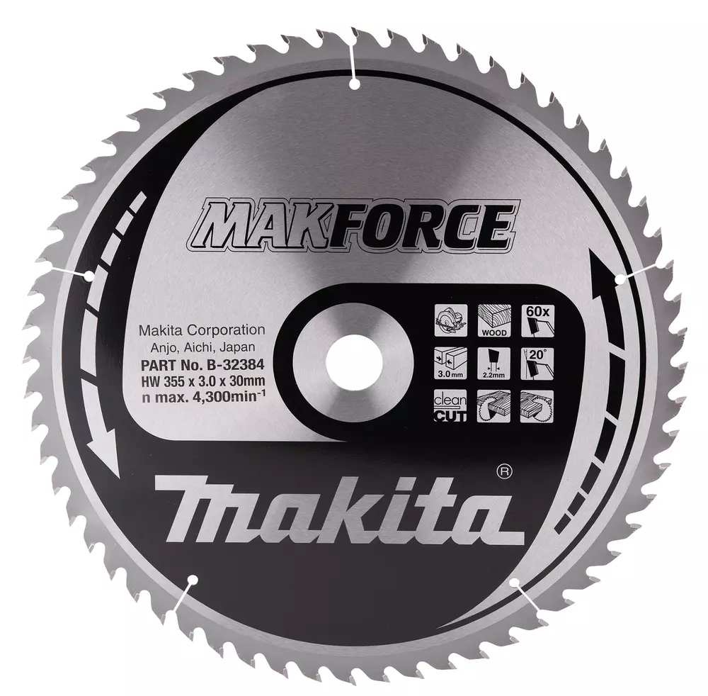 Disco sierra circular , Makparace T.C.T, 355 x 30 mm, 60 D MAKITA B-32384
