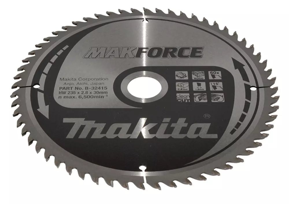 Disco sierra circular , Makparace T.C.T, 235 x 30 mm, 60 D MAKITA B-32415