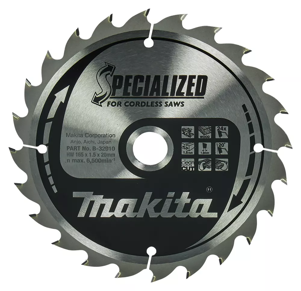 Disco sierra circular  T.C.T, 165 x 20 mm, 24 D MAKITA B-32910