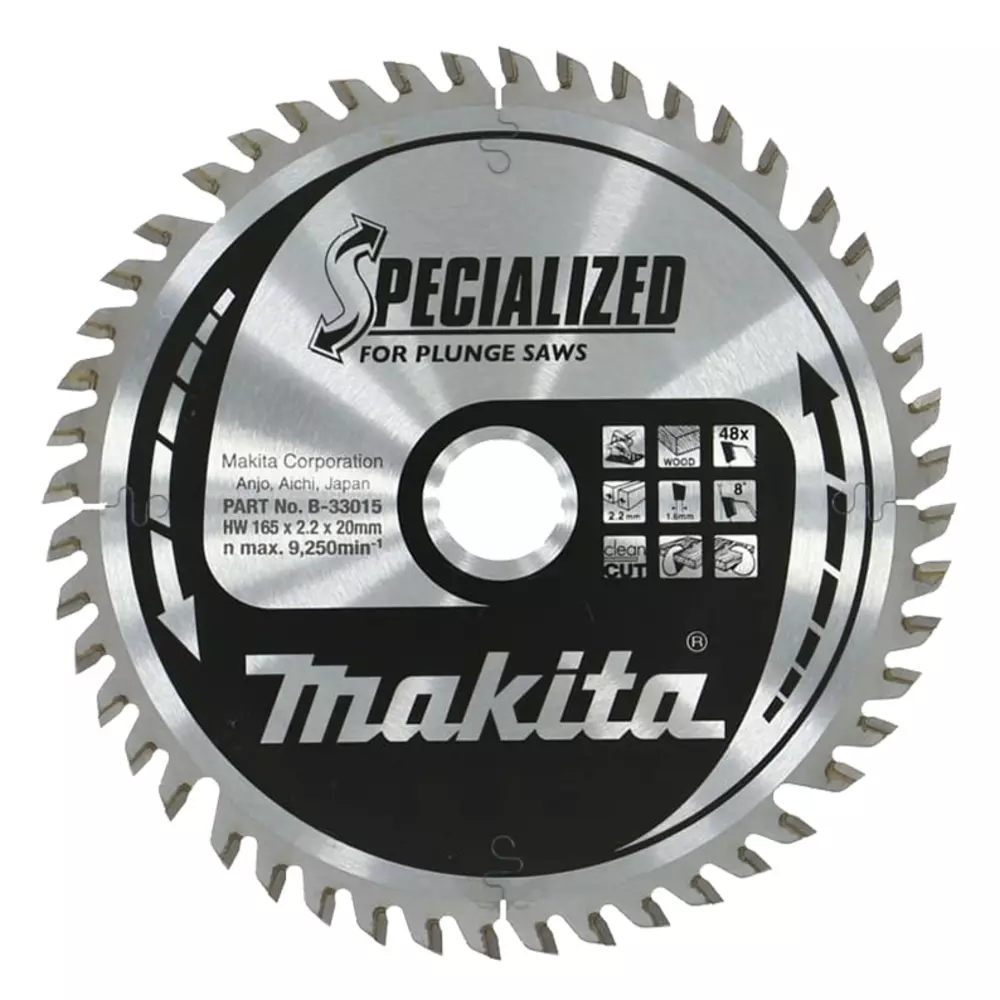 Disco sierra circular , Specialized T.C.T, 20 x 165 mm, 48T MAKITA B-33015