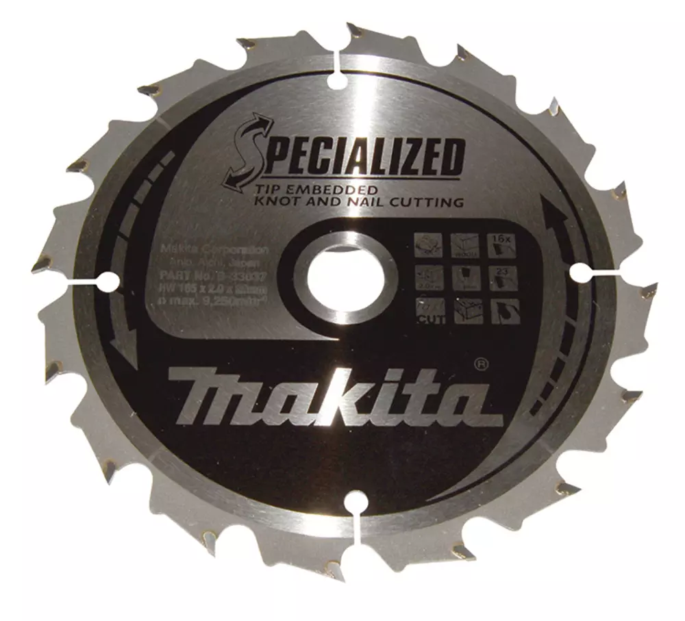 Disco sierra circular , Specialized T.C.T, 165 x 20 mm, 16 D MAKITA B-33037