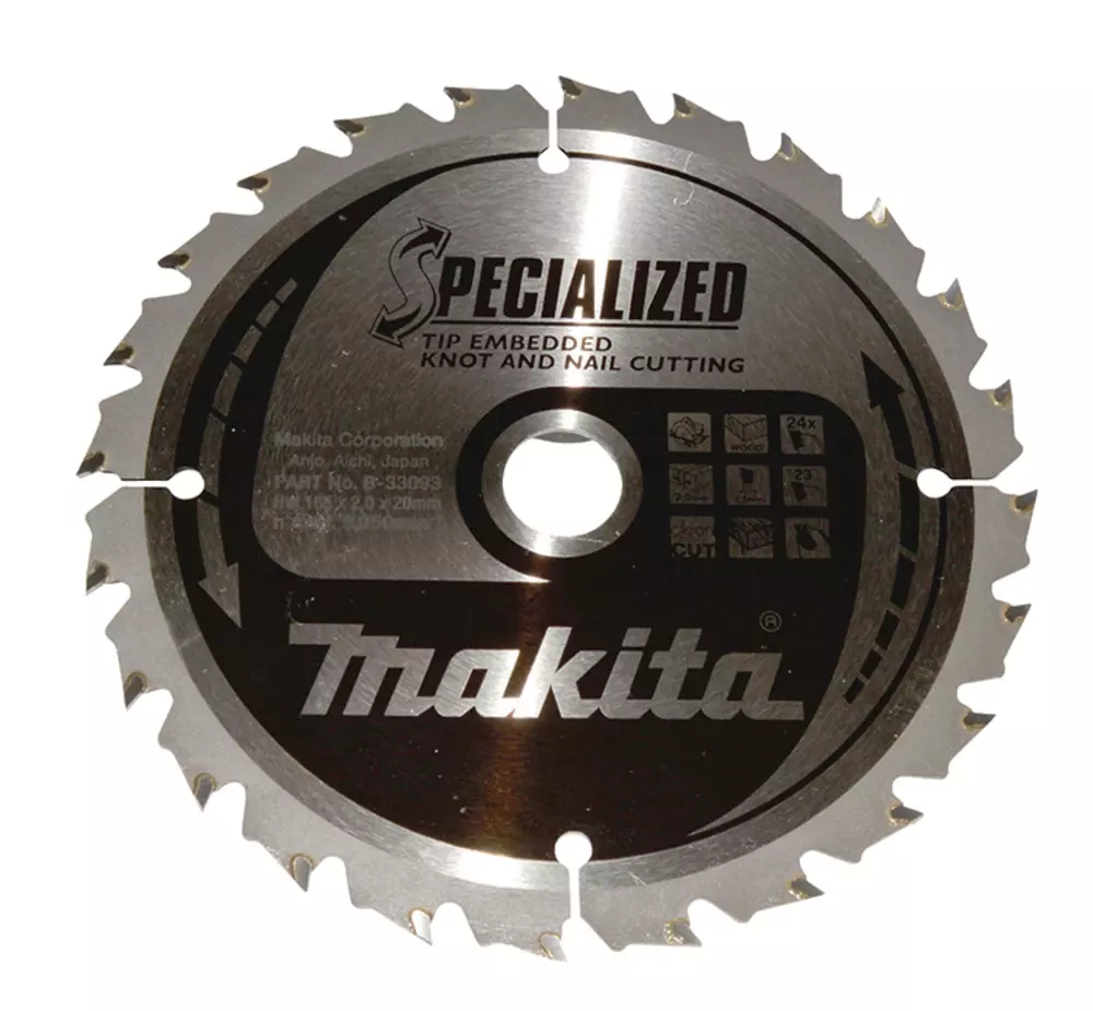 Disco sierra circular , Specialized T.C.T, 165 x 20 mm, 24 D MAKITA B-33093
