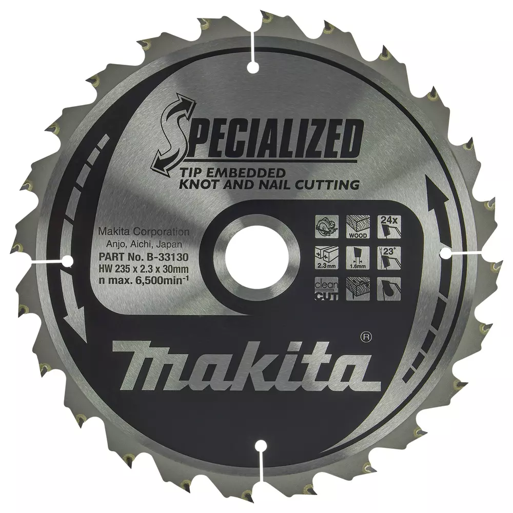 Disco sierra circular , Specialized T.C.T, 235 x 30 mm, 24 D MAKITA B-33130