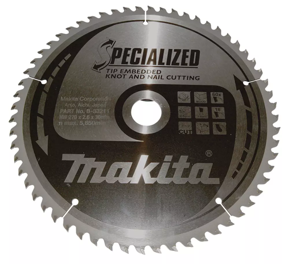 Disco sierra circular , Specialized T.C.T, 270 x 30 mm, 60 D MAKITA B-33211