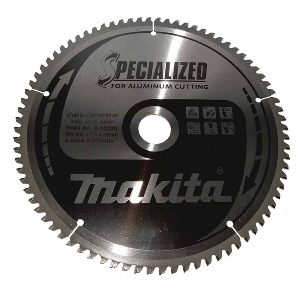 Disco sierra circular , Specialized T.C.T, 260 x 30 mm, 80 D MAKITA B-33320