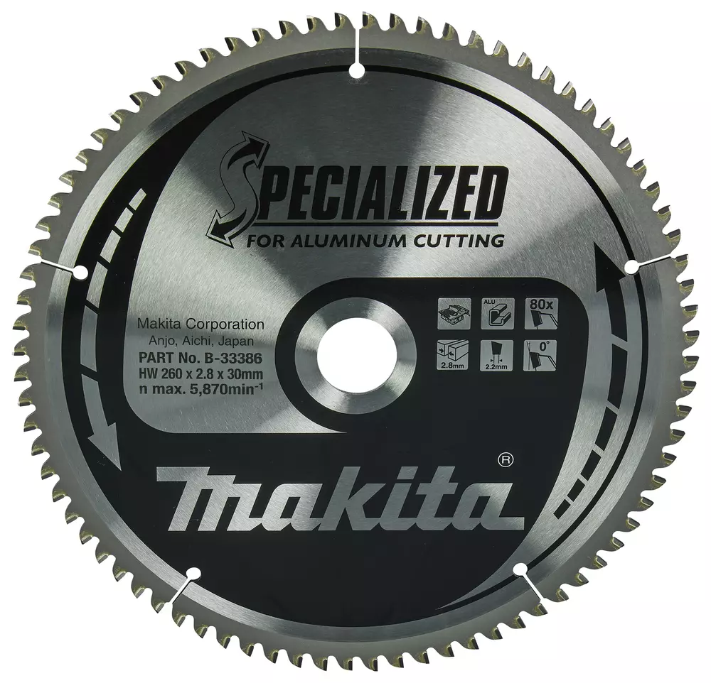 Disco sierra circular , Specialized T.C.T, 260 x 30 mm, 80 D MAKITA B-33386