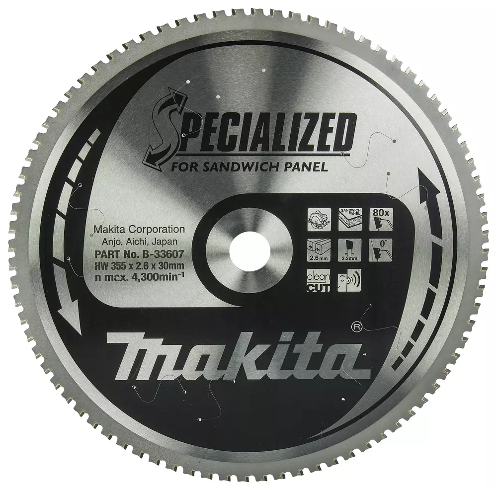 Disco sierra circular , Specialized T.C.T, 355 x 30 mm, 80 D MAKITA B-33607