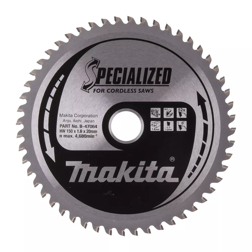 Disco sierra circular , Specialized T.C.T, 150 x 20 mm, 52 D MAKITA B-47064