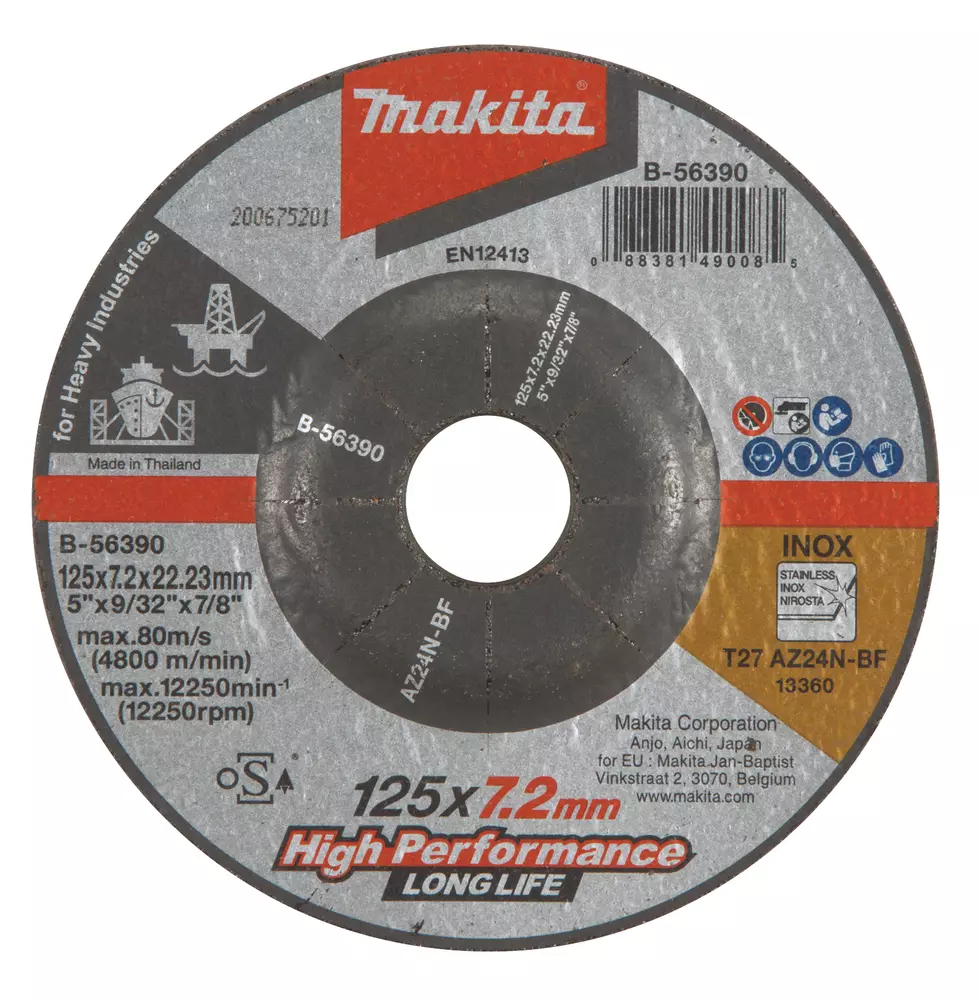 Disco esmerilador para industria pesada, 125mm, AZ24N MAKITA B-56390