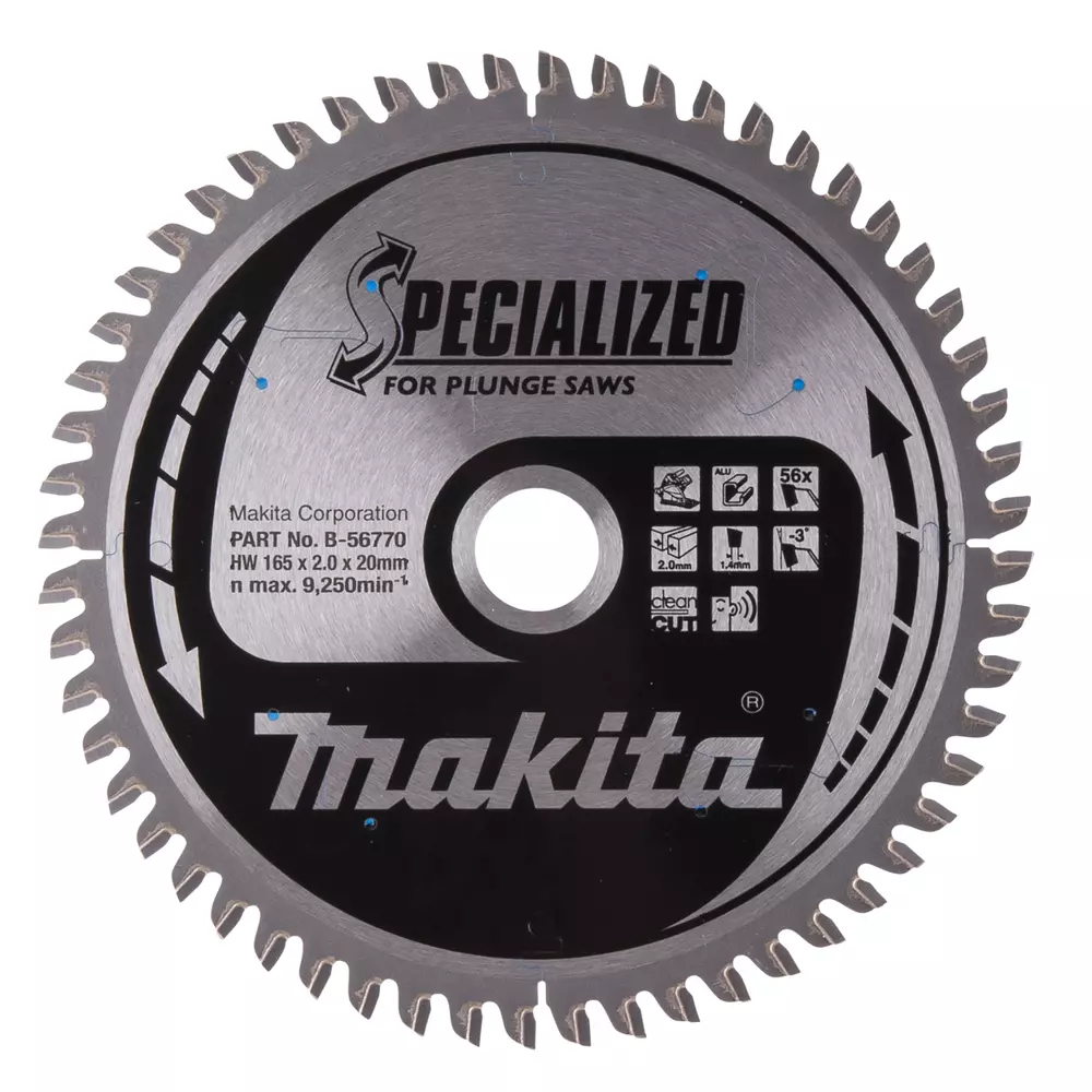 Disco sierra circular, Specialized T.C.T, 165 x 20 mm, 56 D MAKITA B-56770