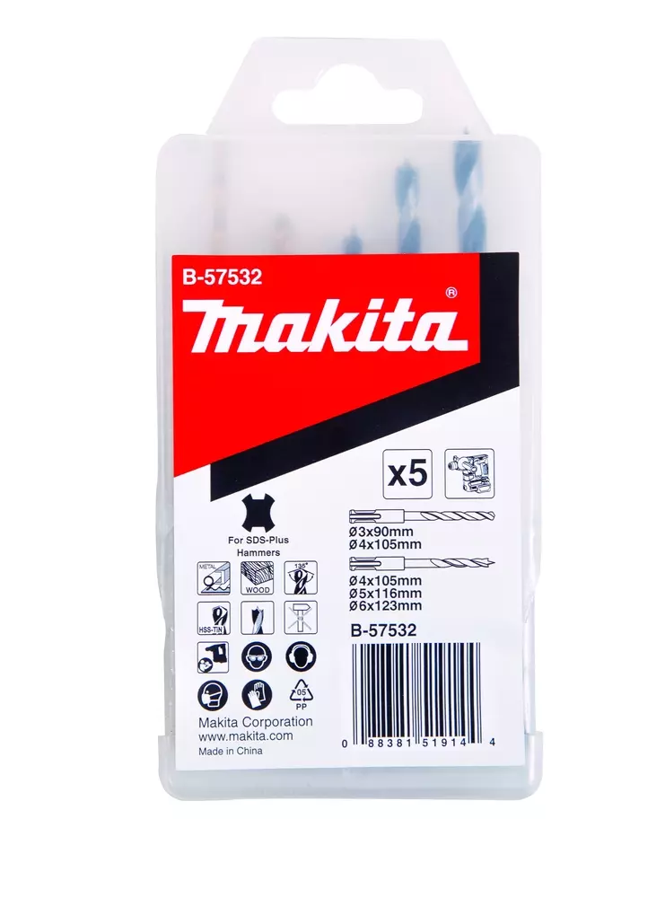Set de brocas  para SDS-PLUS, 5 pcs MAKITA B-57532