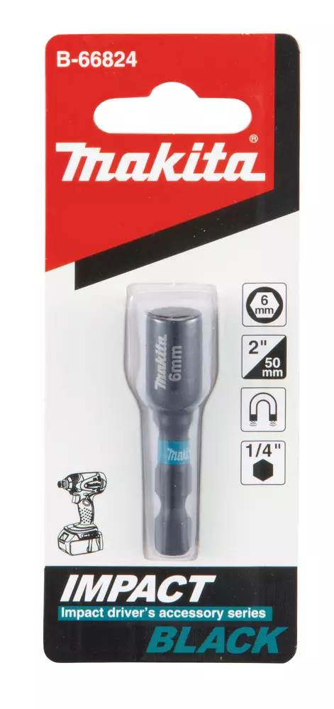 Llave de vaso magn&eacute;tica, 1/4", 6 x 50 mm MAKITA B-66824