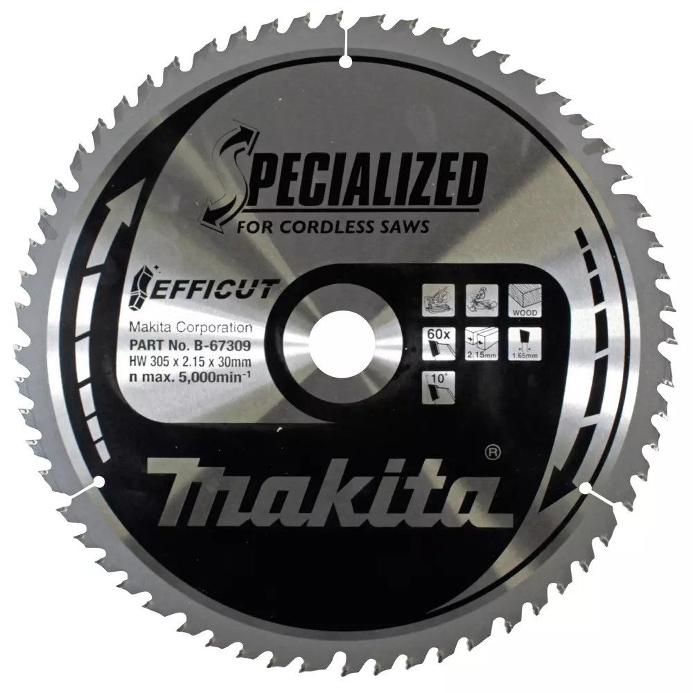 Disco sierra circular , Efficut T.C.T, 305 x 30 mm, 60 D MAKITA B-67309