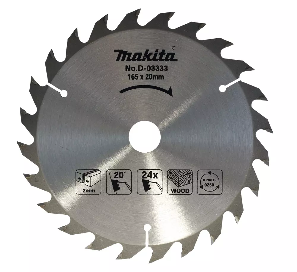 Disco sierra circular , Standard T.C.T, 165 x 20 mm, 24 D MAKITA D-03333
