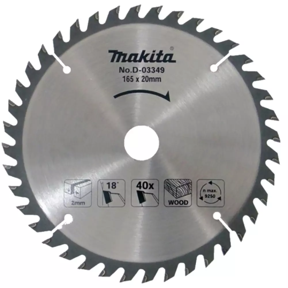 Disco sierra circular , Standard T.C.T, 165 x 20 mm, 40 D MAKITA D-03349