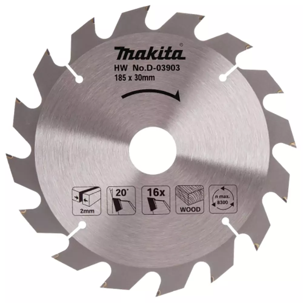 Disco sierra circular , Standard T.C.T, 185 x 30 mm, 16 D MAKITA D-03903