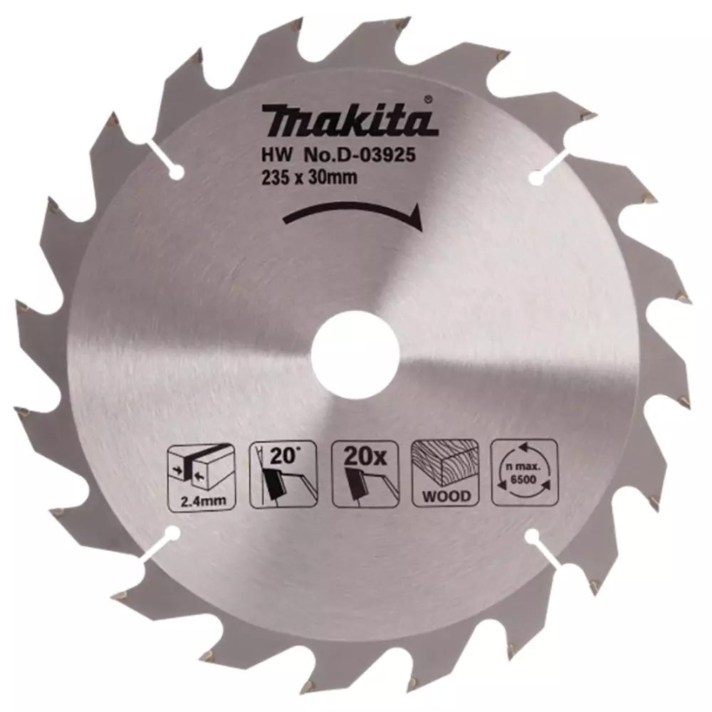Disco sierra circular , Standard T.C.T, 235 x 30 mm, 20 D MAKITA D-03925
