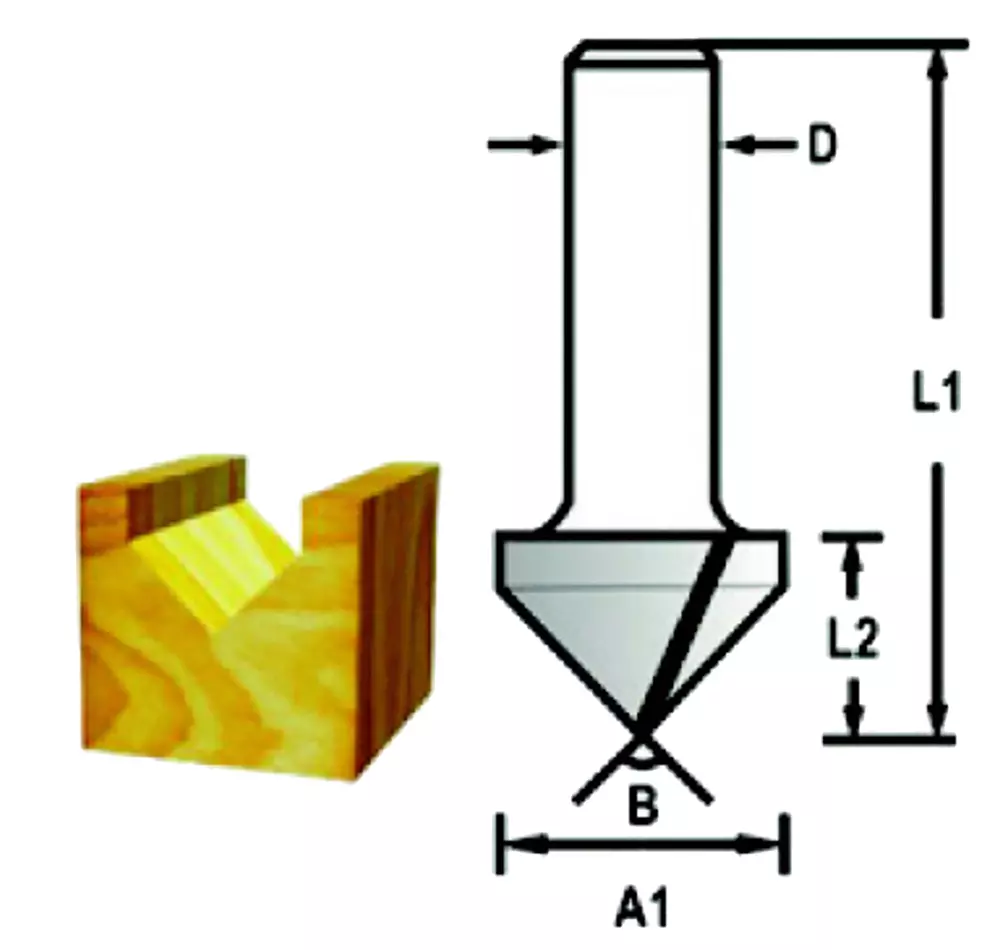 Broca de ranura en V, 19 x 20 mm, 60&deg; MAKITA D-09391