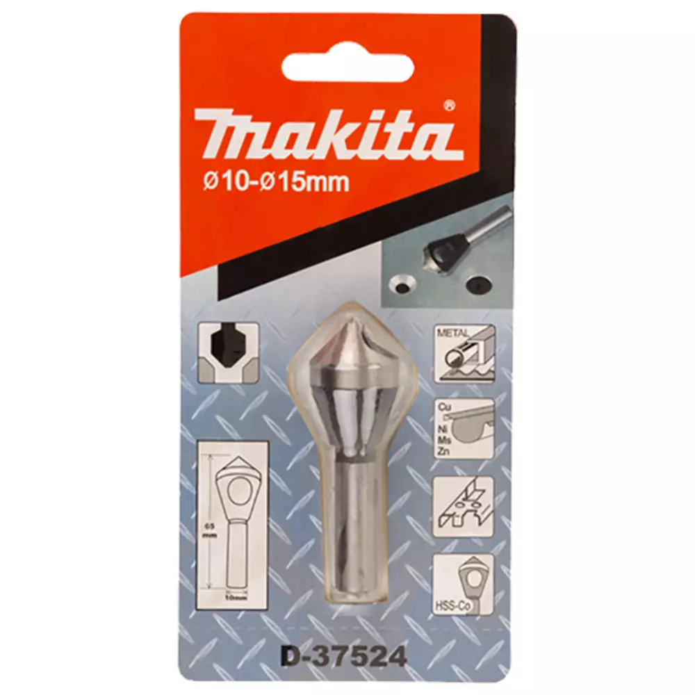 Avellanador de acero 10 - 15 x 65 mm, 90&deg; MAKITA D-37524