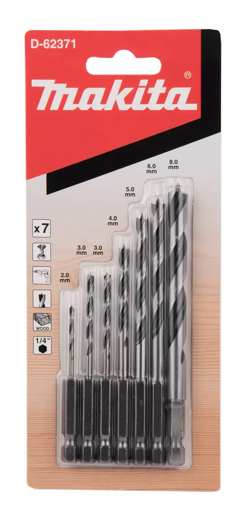 Juego de brocas para madera 1/4'', 7 pcs MAKITA D-62371