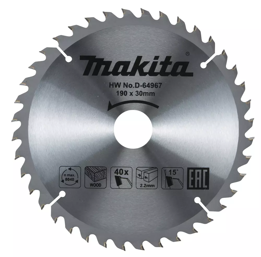 Disco sierra circular , Standard T.C.T. 190 x 30 mm, 40 D MAKITA D-64967