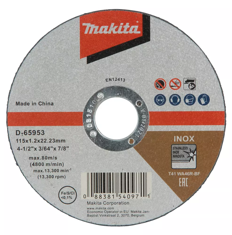 Disco de corte 115 x 1,0 x 22,23 mm, WA46R, 10 piezas MAKITA D-65953-10