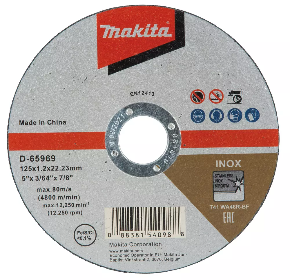Disco de corte 125 x 1,0 x 22,23 mm, WA46R, 10 piezas MAKITA D-65969-10