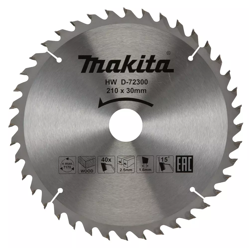 Disco sierra circular , Standard T.C.T, 210 x 30 mm, 40 D MAKITA D-72300
