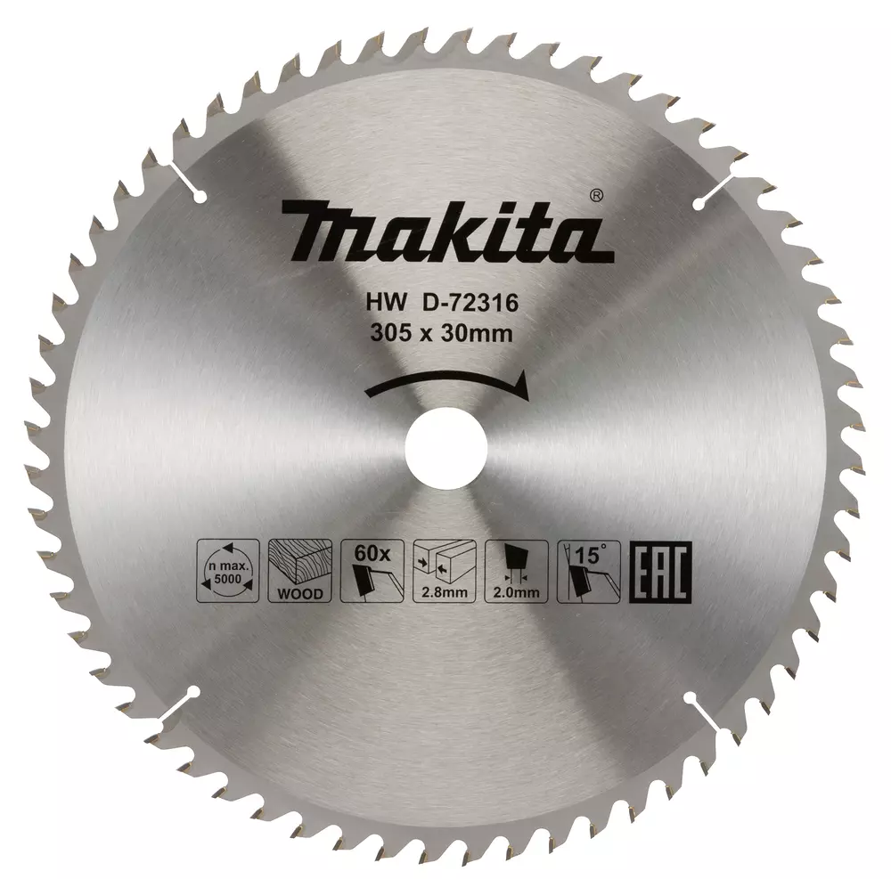 Disco sierra circular , Standard T.C.T. 305 x 30 mm, 60 D MAKITA D-72316