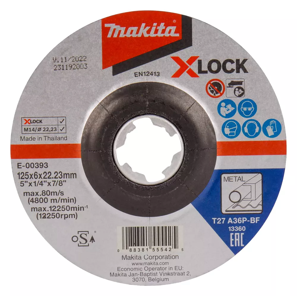 Disco de rectificar X-Lock, 125 x 6,0 mm, A36P MAKITA E-00393