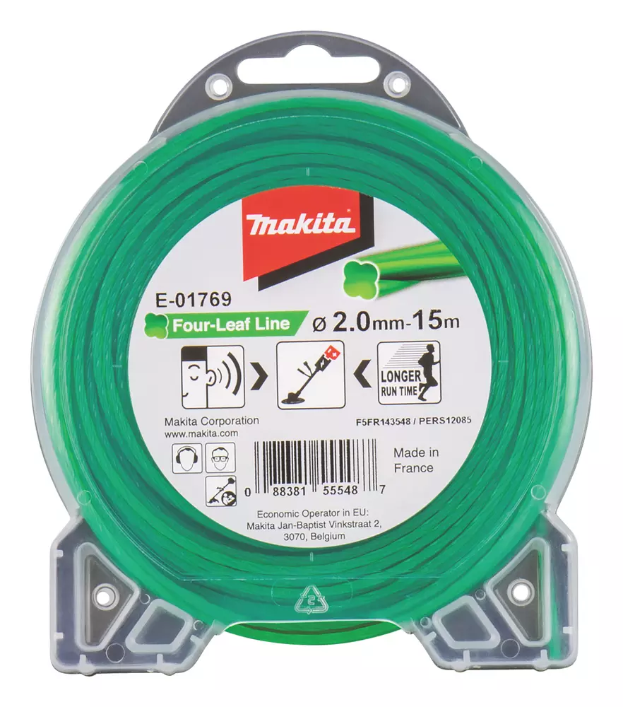 Hilo de cuatro hojas de nylon de 2,0 mm x 15 m MAKITA E-01769