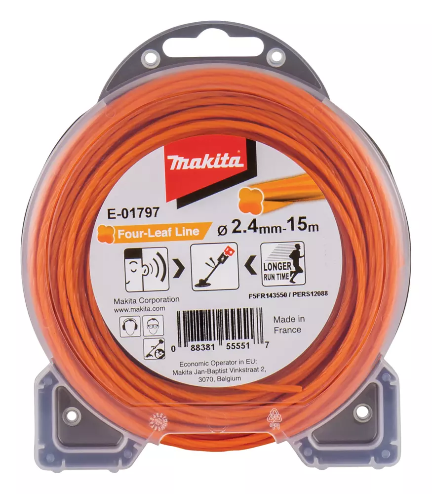 Hilo de cuatro hojas de nylon de 2,4 mm x 15 m MAKITA E-01797