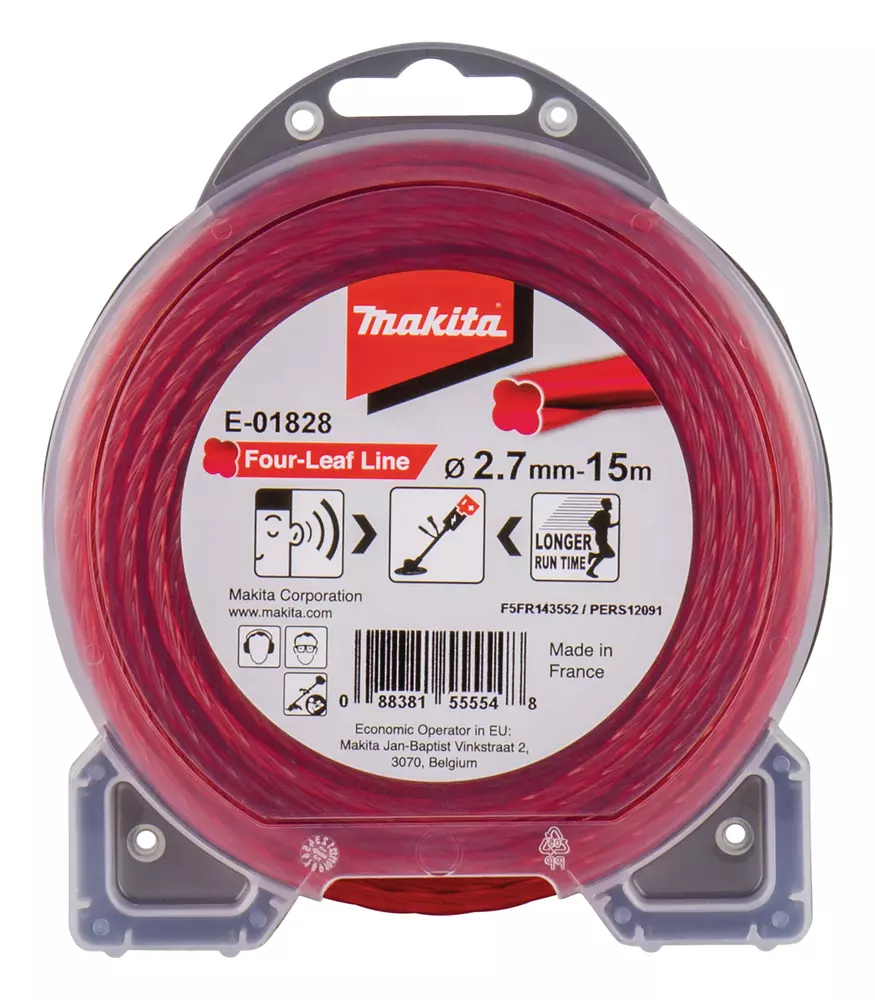 Hilo de cuatro hojas de nylon de 2,7 mm x 15 m MAKITA E-01828
