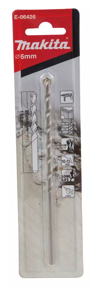 Broca para mamposteria 6 x 150 mm, T.C.T MAKITA E-06426