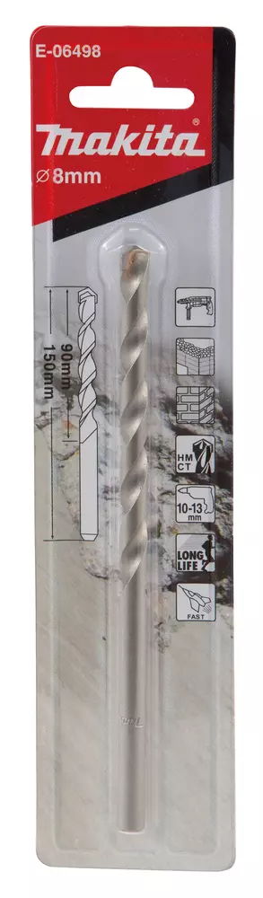 Broca T.C.T con inserci&oacute;n recta 8 x 150 mm MAKITA E-06498