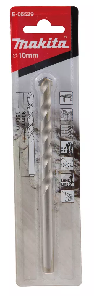 Broca T.C.T con inserci&oacute;n recta 10 x 150 mm MAKITA E-06529