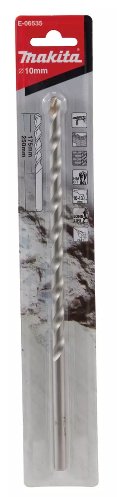 Broca T.C.T con inserci&oacute;n recta 10 x 250 mm MAKITA E-06535